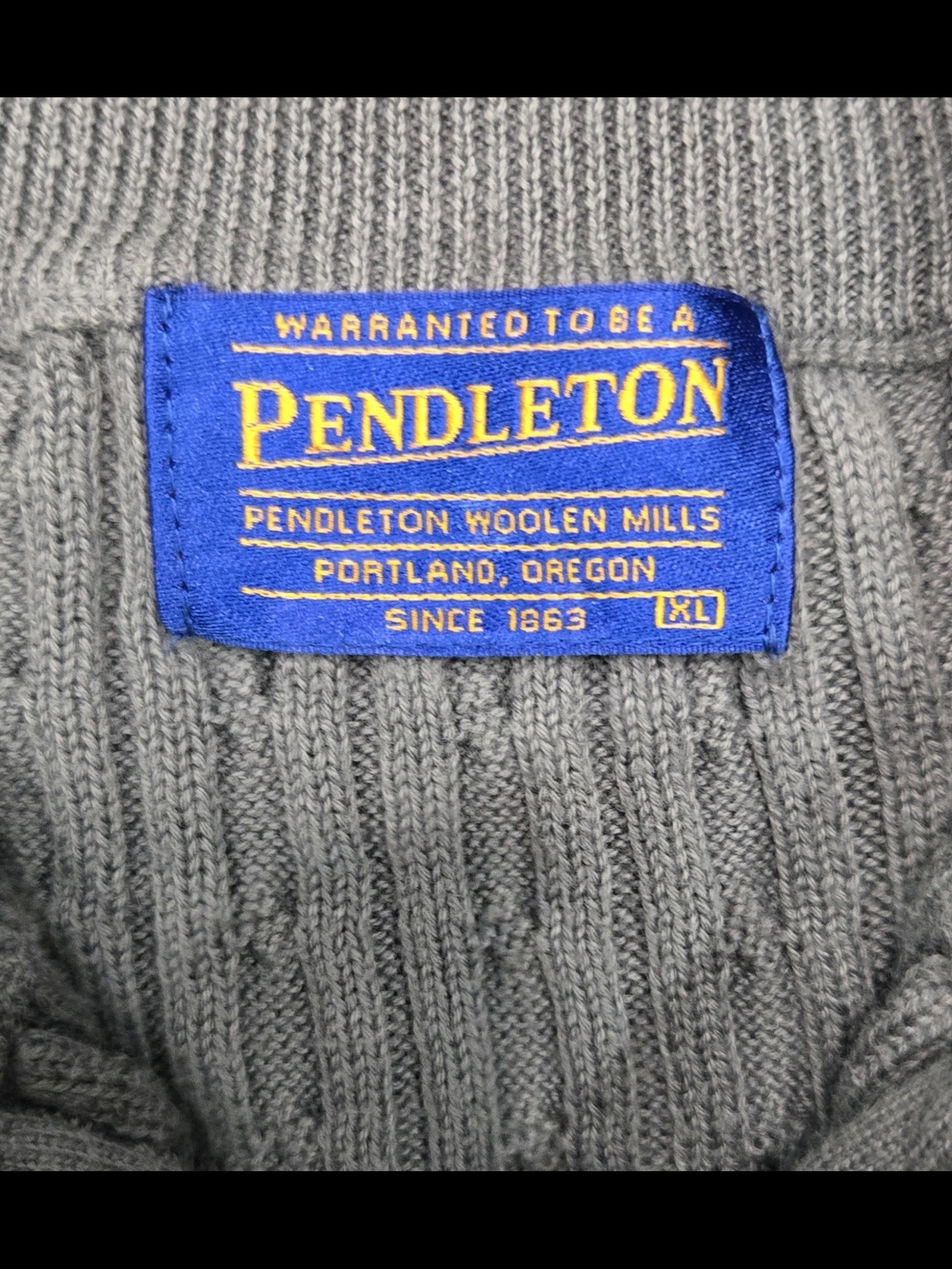 Pendleton Men's Gray Cable-Knit Half-Zip Sweater #503 - Picture 2 of 7